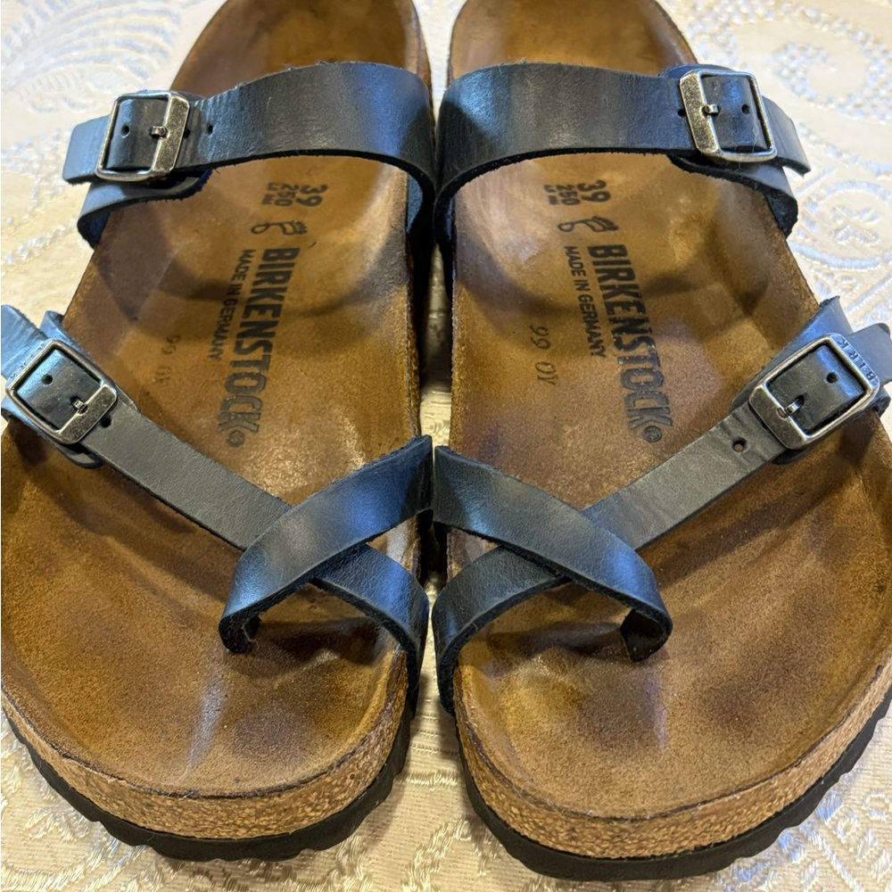Birkenstock Mayari - Size 39 - Womens 8-8.5/ Mens 7.  EUC Oiled Leather Blue - Picture 9 of 11
